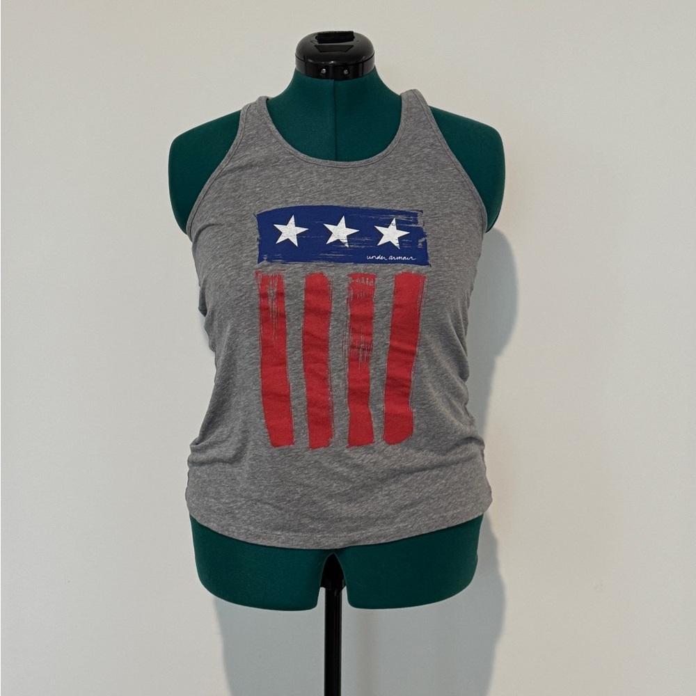 Under Armour American Flag Graphic Racerback Tank - Grey Women’s M